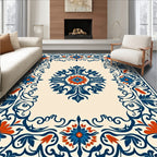 Ornate Floral Border Pattern Rug