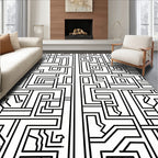 Abstract Geometric Maze Pattern Rug
