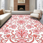 Pink Floral Swirl Pattern Rug