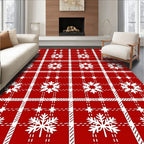 Classic Red Snowflake Plaid Pattern Rug