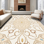Elegant Abstract Golden Scroll Pattern Rug