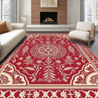 Ornate Red Floral Medallion Rug