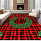 Red Festive Wreath Plaid Design Rug