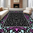 Bold Floral Vines Geometric Pattern Rug