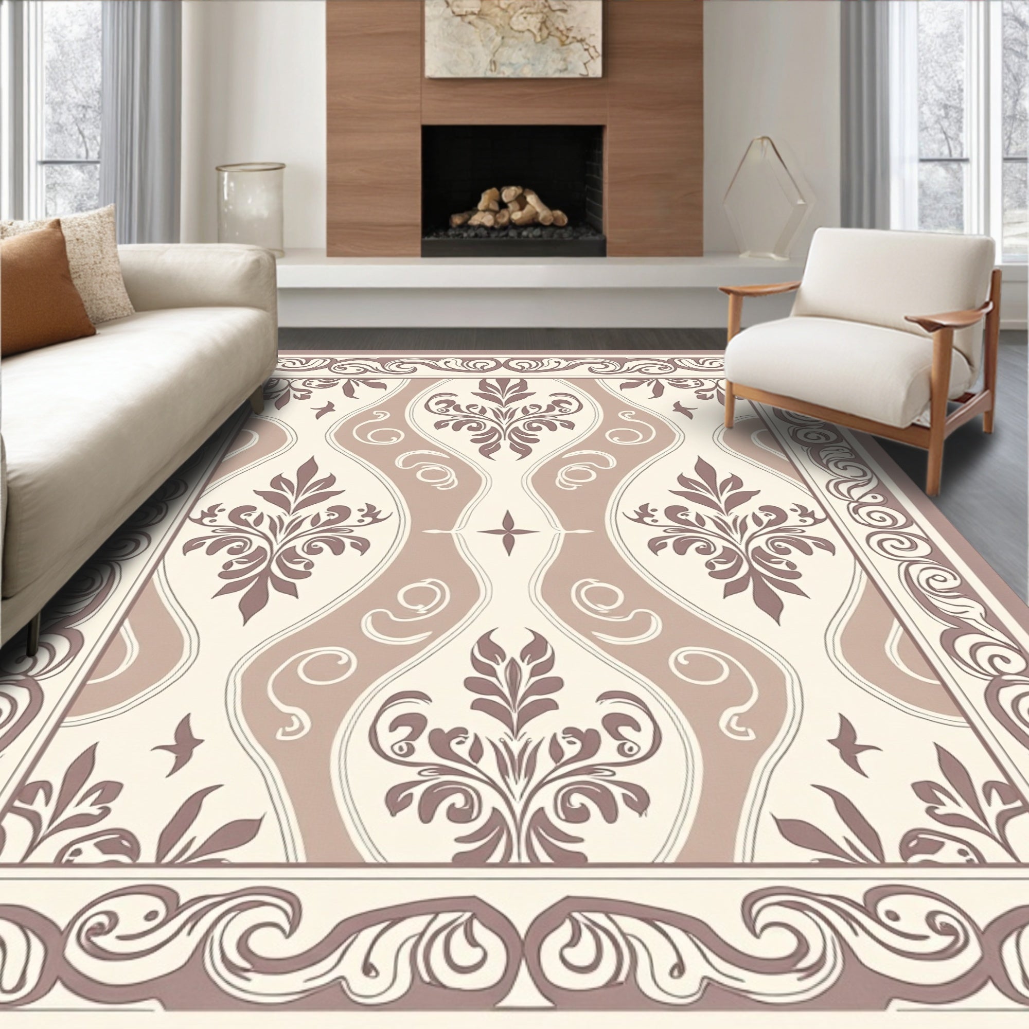 Classic Floral Swirls Pattern Rug