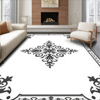 Elegant Scrollwork Floral Border Rug
