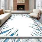 Abstract Blue Leafy Organic Pattern Rug