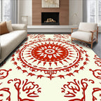 Intricate Red Mandala Pattern Rug