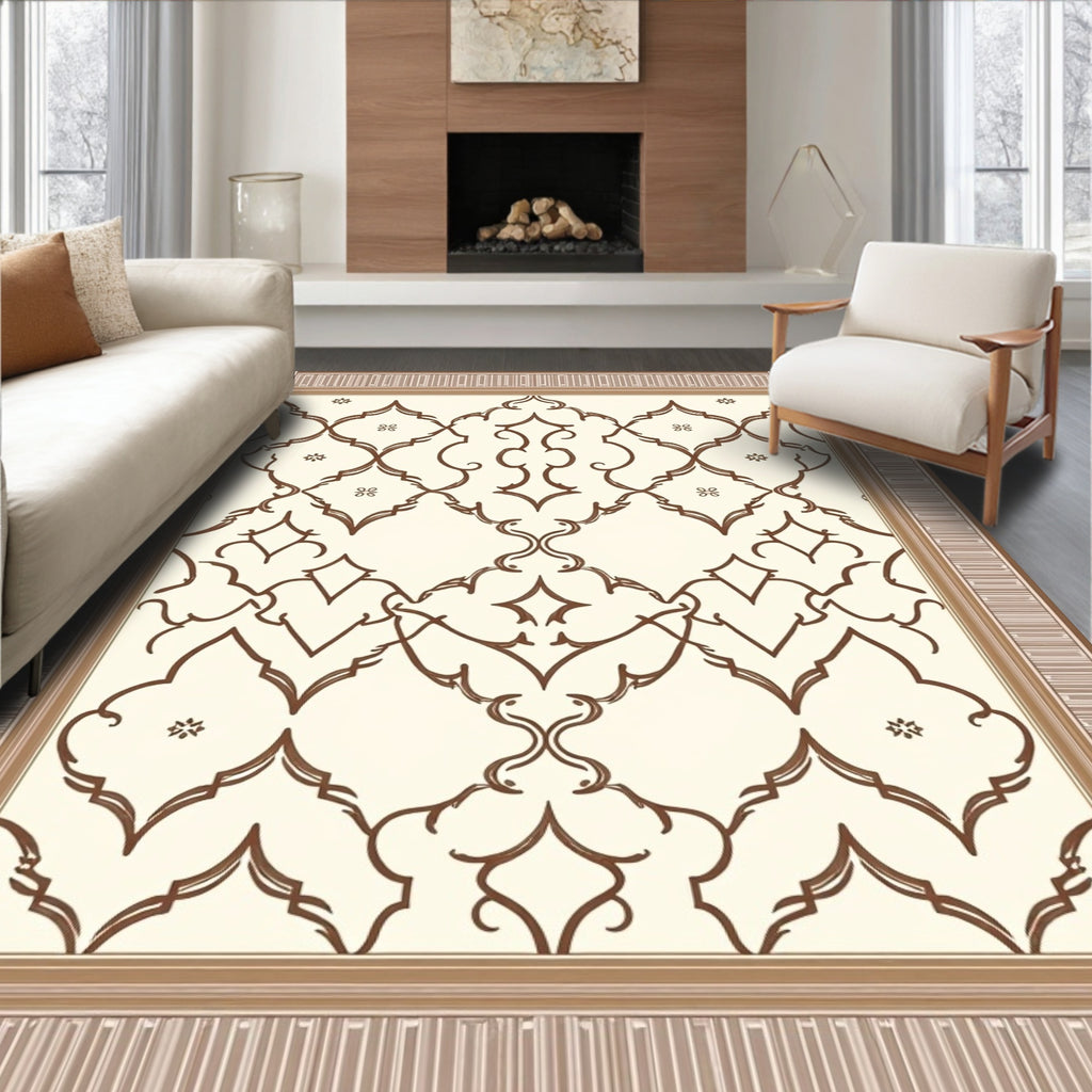 Charming Scrollwork with Repeating Motif Design Rug