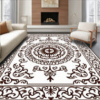 Intricate Scrollwork Floral Border Design Rug