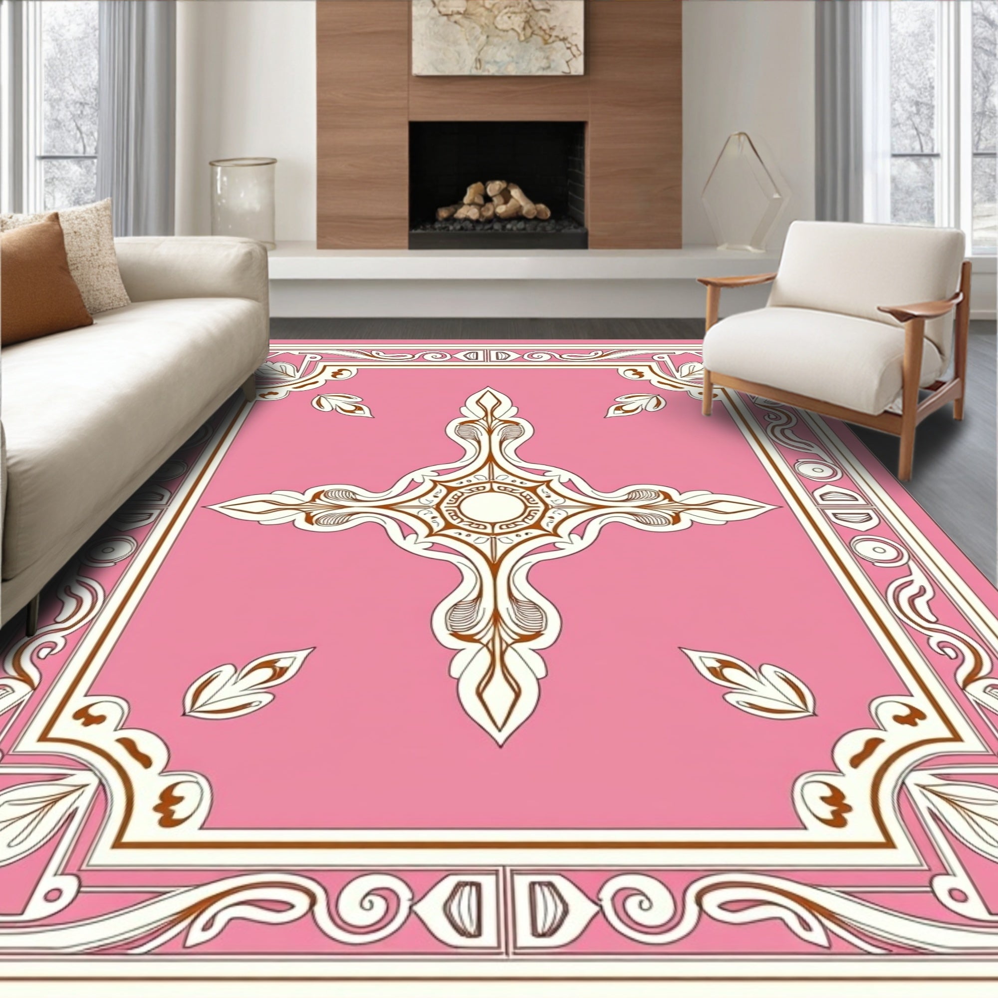 Pink Floral Vintage Inspired Rug