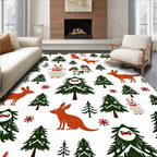 Whimsical Forest Creature Pattern Rug