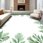 Verdant Green Leaf Pattern Border Rug