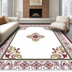Ornate Floral Burgundy Gold Border Rug