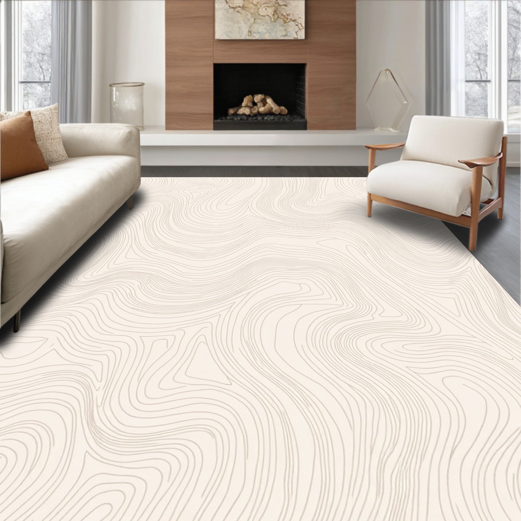 Abstract Contour Line Pattern Rug