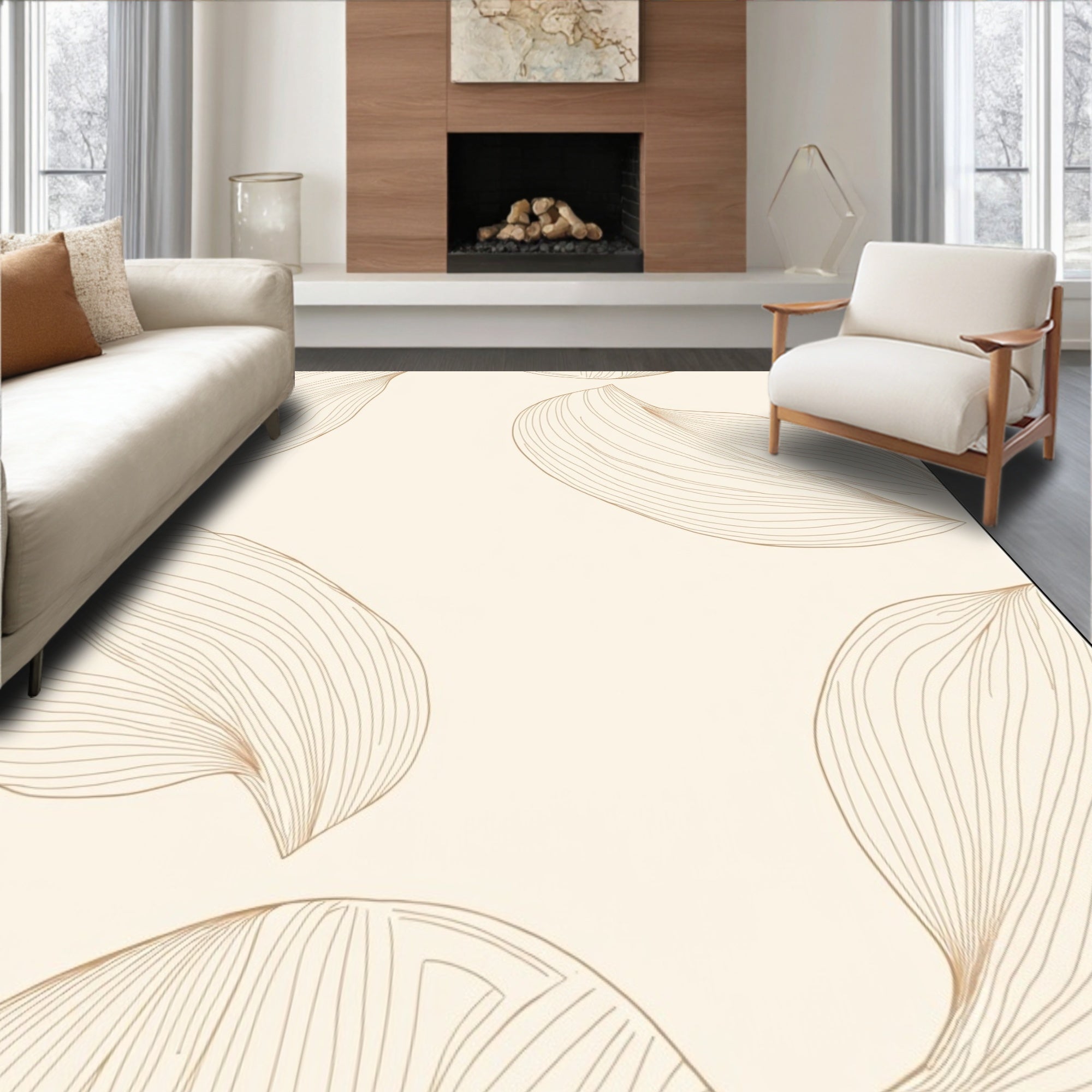 Line Art Petal Cream Rug