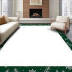 Forest Green White Winter Snowflakes Rug