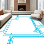 Abstract Blue Grid Pattern Rug