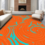 Orange Aqua Swirl Pattern Rug