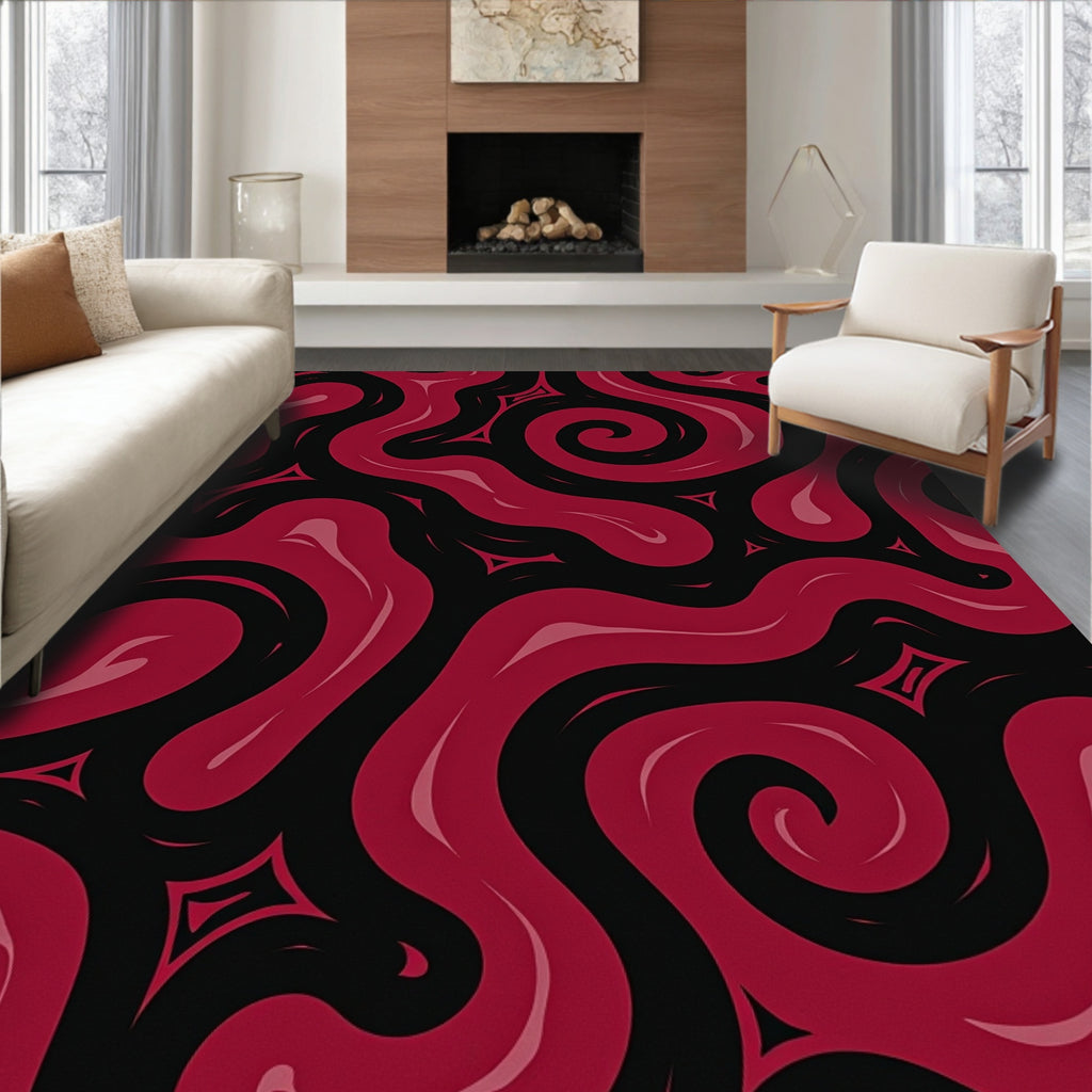 Bold Swirls Sharp Angles Pattern Rug