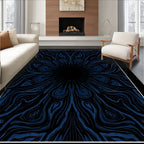 Deep Blue Swirling Organic Pattern Rug