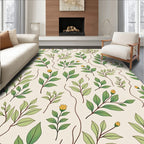 Botanical Leaf and Bud Pattern Rug