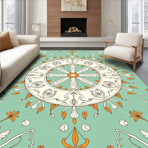 Art Nouveau Floral Wheel Pattern Rug