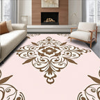 Brown Floral Medallion Pale Pink Rug