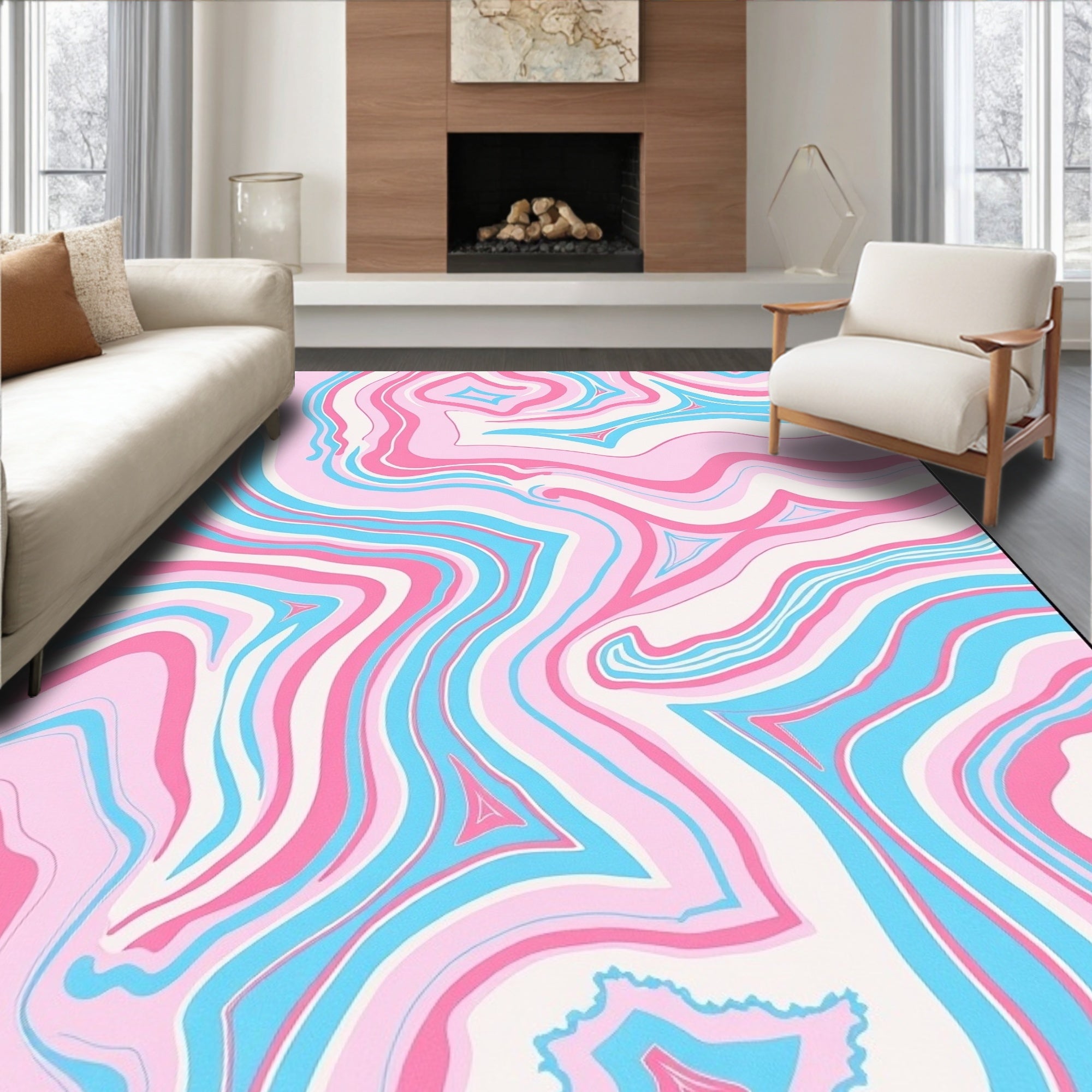Transgender Pride Swirl Pattern Rug