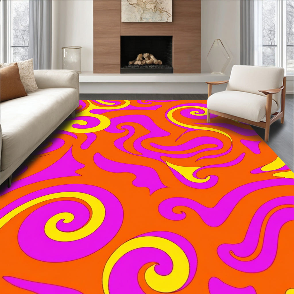 Groovy Swirls Waves Pattern Rug