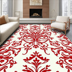 Red Floral Damask Pattern Rug
