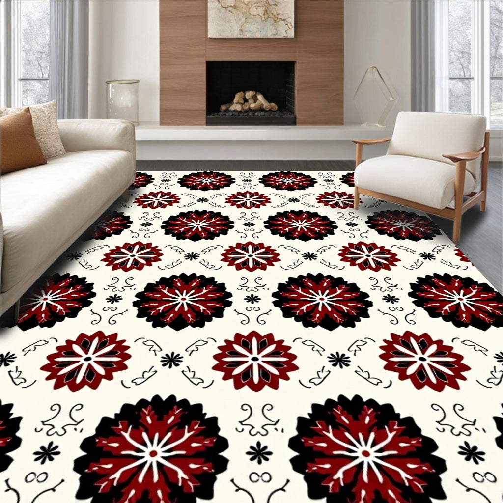 Bold Floral Patterned Contemporary Rug