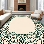 Elegant Scrollwork Floral Border Design Rug