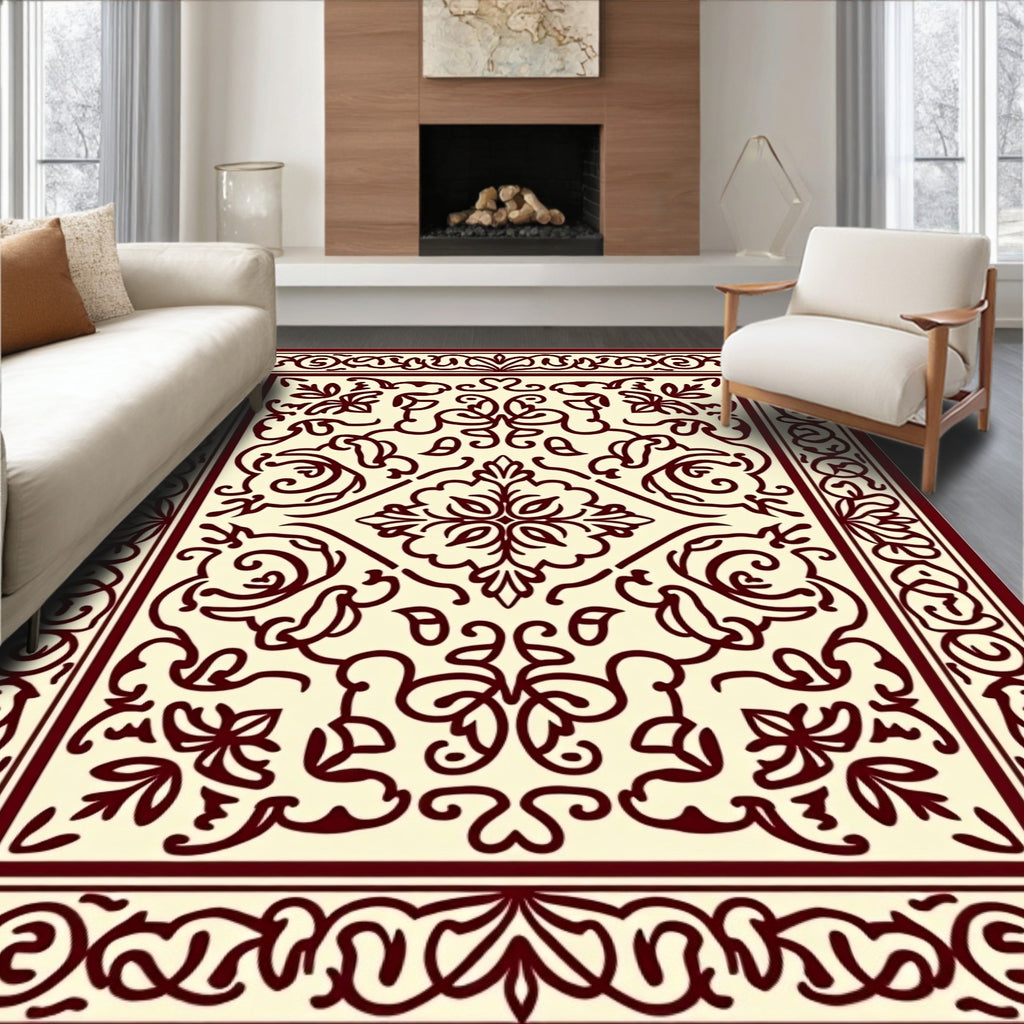 Elaborate Floral Intricate Swirl Pattern Rug