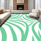 Abstract Green Wavy Stripes Pattern Rug