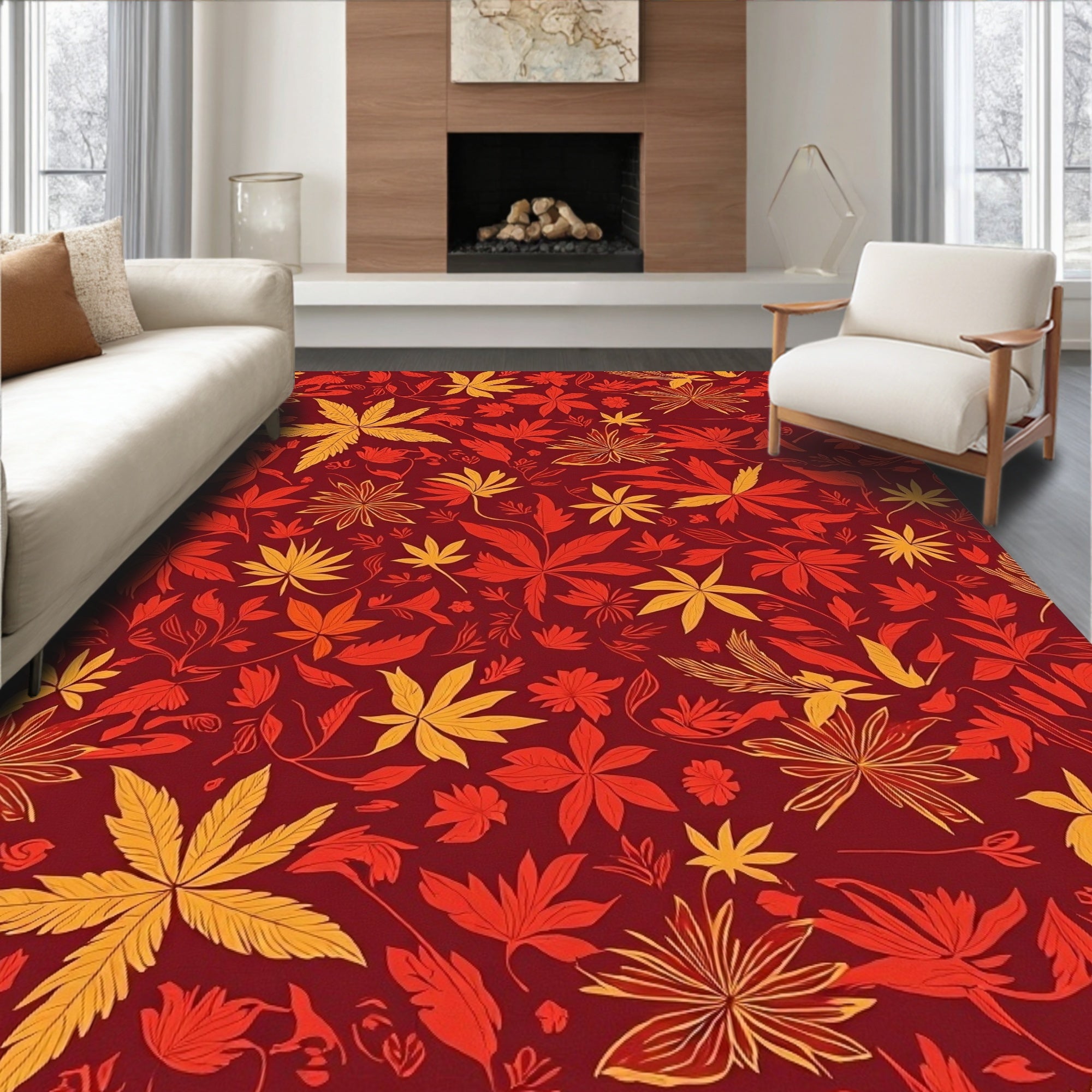 Autumn Leaves Pattern Rug