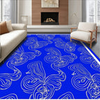 Abstract Blue Swirls Line Art Rug