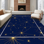 Golden Starburst on Navy Background Rug