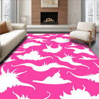 Abstract White Swirls Graphic Pattern Rug