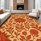 Vintage Floral With Red Orange Tones Rug