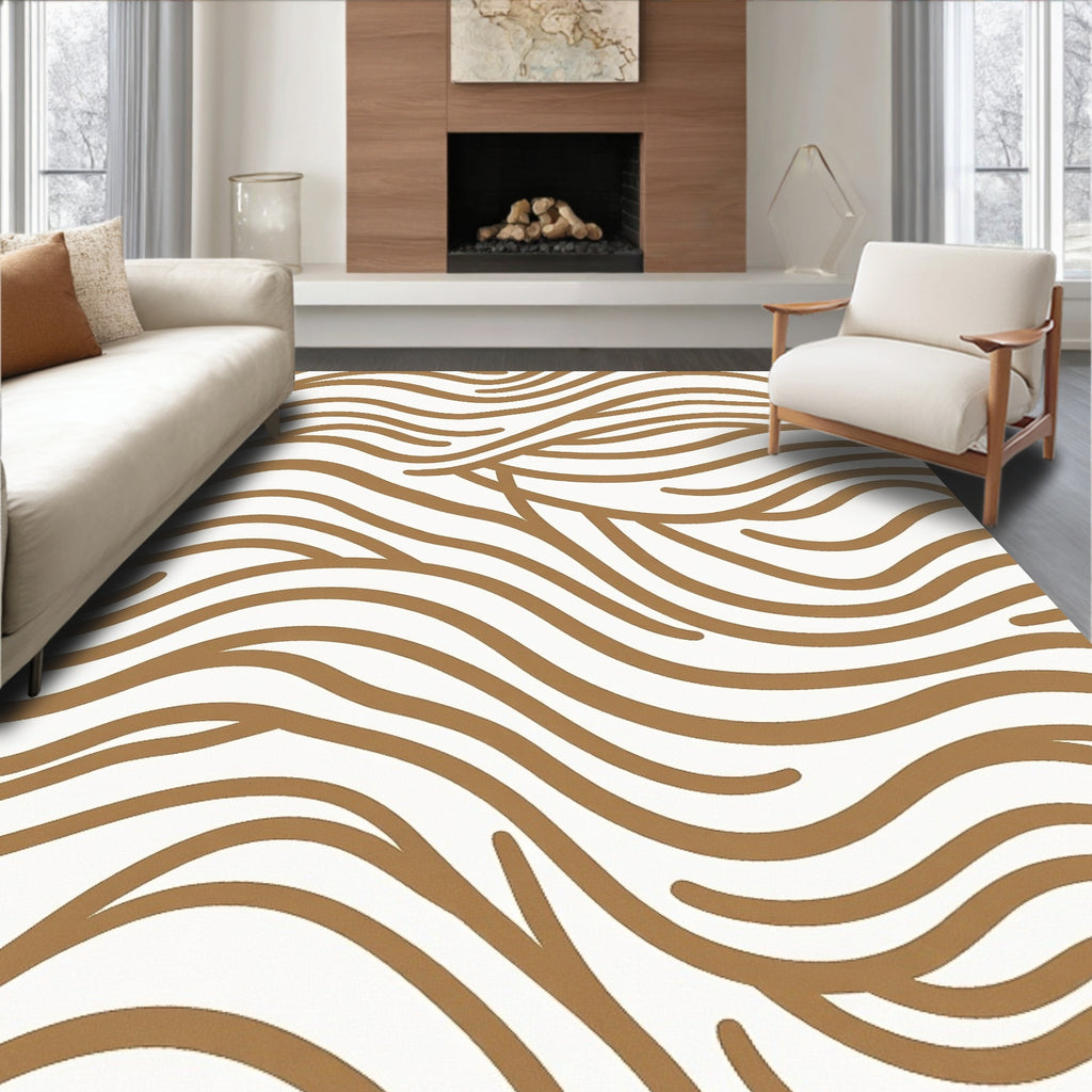 Abstract Wavy Striped Pattern Rug