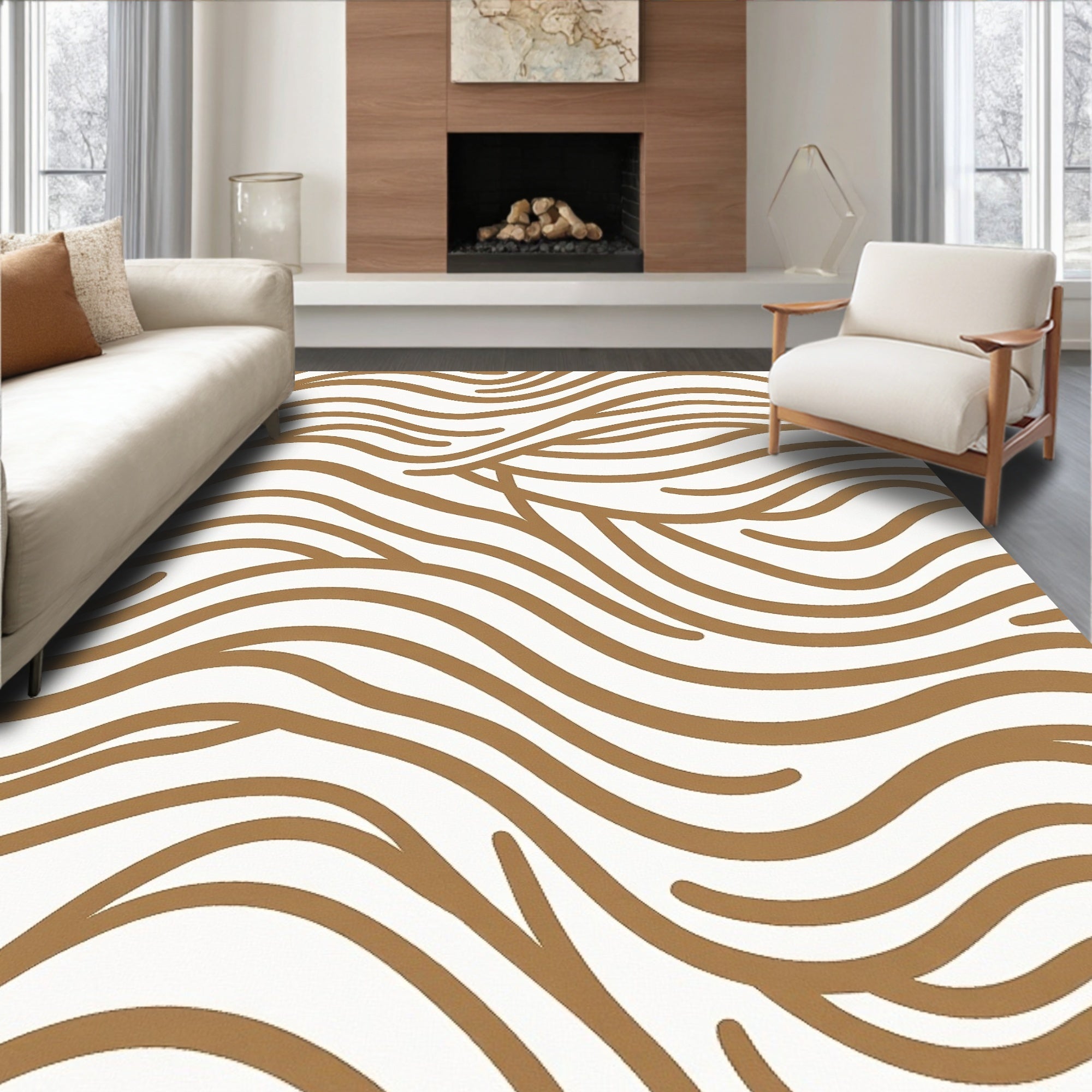 Abstract Wavy Striped Pattern Rug