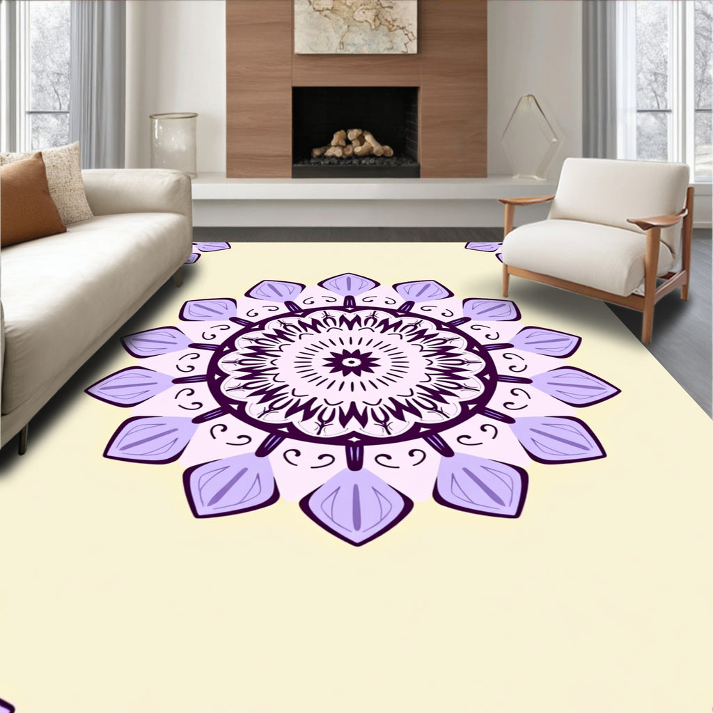 Purple Mandala Floral Pattern Rug
