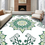 Green Floral Mandala Pattern Rug