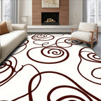 White And Brown Swirl Pattern Rug