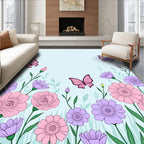 Pastel Butterflies Blossom Garden Design Rug