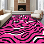 Bold Pink Abstract Swirl Pattern Rug