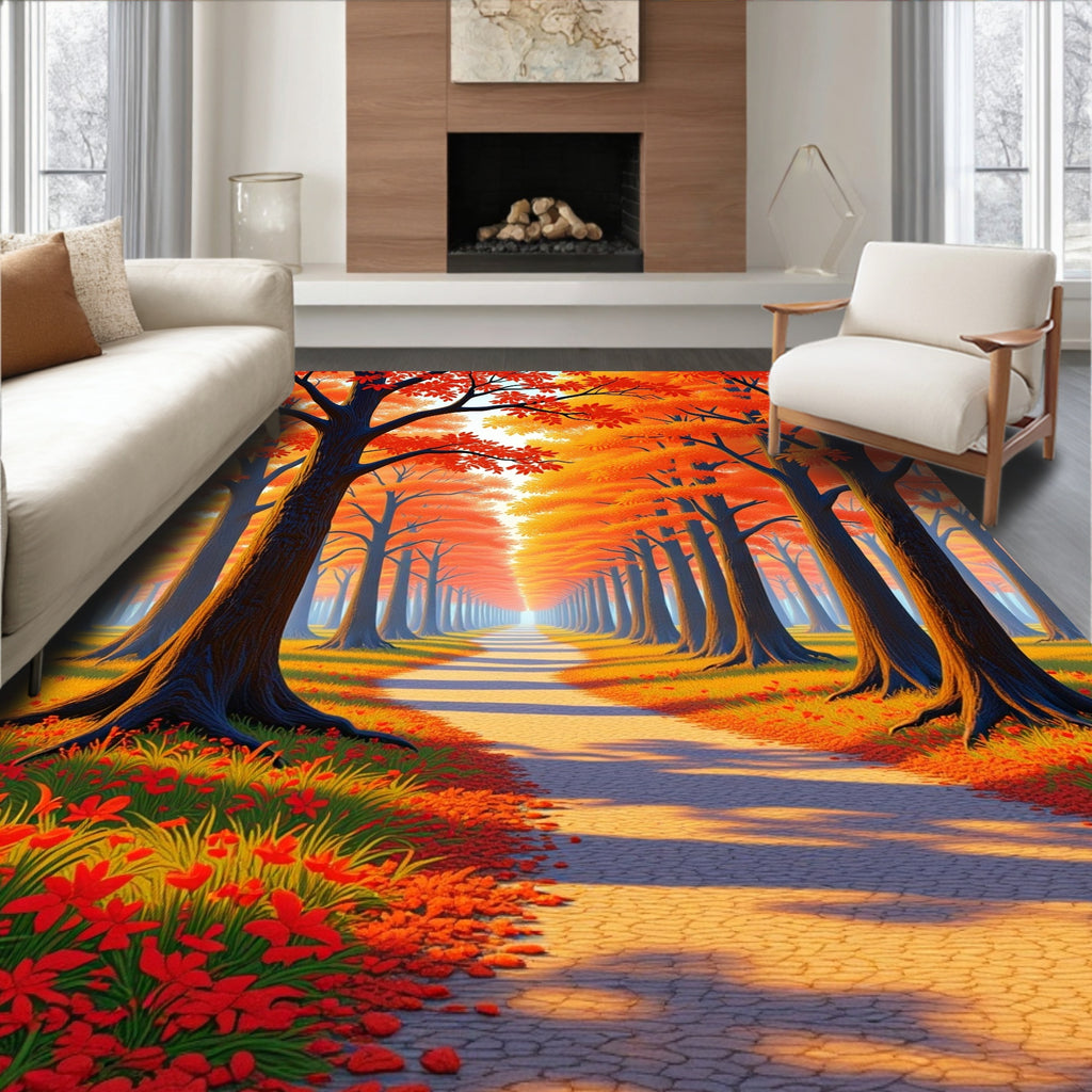 Forest Path Autumn Colors Rug