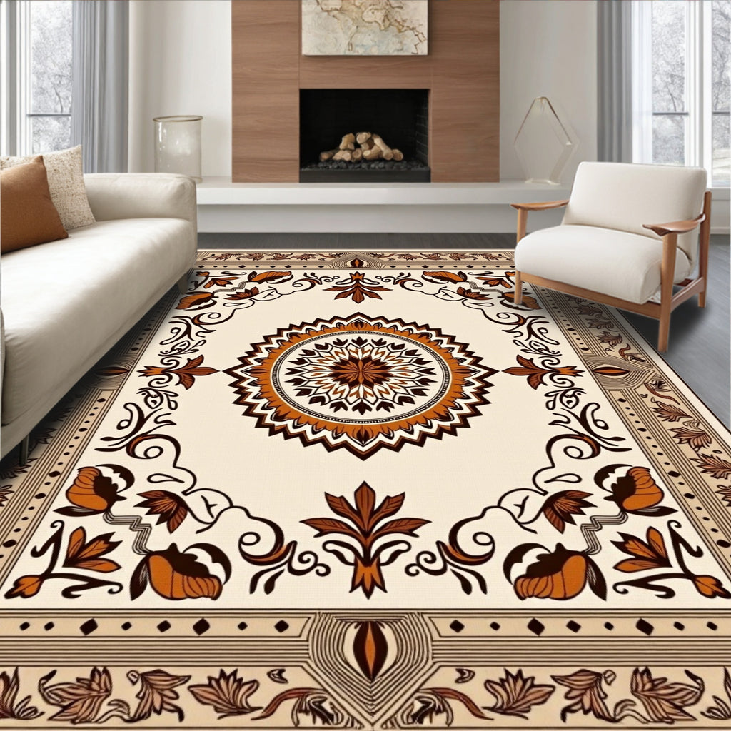 Classic Mandala Floral Border Rug