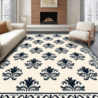 Classic Dark Damask Floral Design Rug